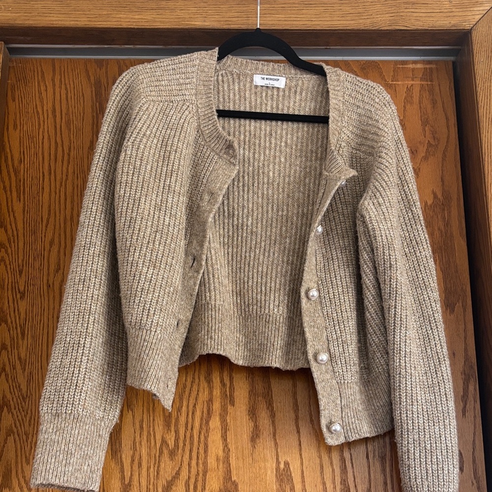 Workshop Republic Clothing Beige Knit Cardigan